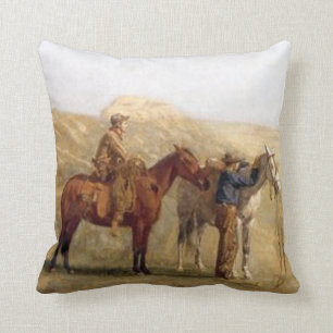 Coussin Cowboys occidentaux vintages et chevaux