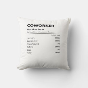 Coussin Coworkers & collègues Funny Nutrition Facts Essen