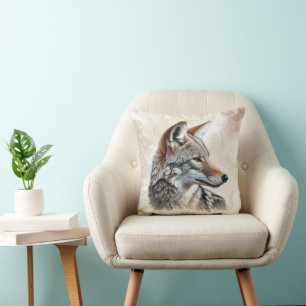 Coussin Coyote Country Cottagecore Rustique Impression