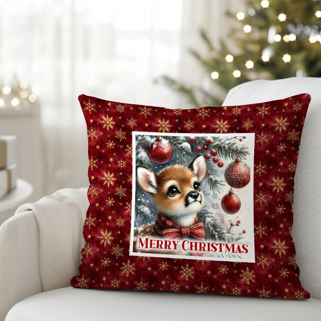 Coussin Cozy Baby Deer Snowy Forest Kids Gift Christmas  (Cozy Baby Deer Snowy Forest Kids Gift Christmas Pillow

)