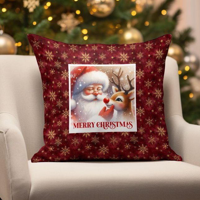 Coussin Cozy Christmas Pillow Cute Santa Claus and Rudolph (Cozy Christmas Pillow Cute Santa Claus and Rudolph

)
