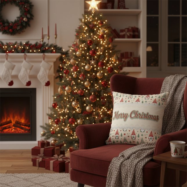 Coussin Cozy Scandinavian Christmas Gnome Throw Pillow (Créateur téléchargé)