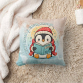 Coussin Cozy Scholar Penguin Reading Book Throw Pillow (Couverture)