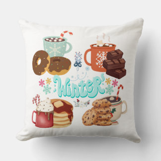 Coussin Cozy Winter Treats and Drinks Illustration
