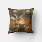 Coussin Cozy Woodland Campfire Animals Throw Pillow (Verso)