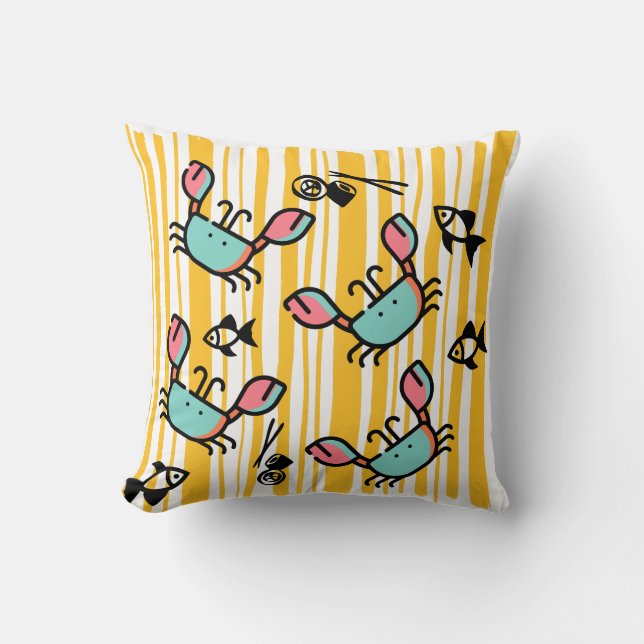 Coussin Crab Seafood Fish Pattern  (Recto)