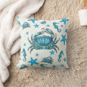 Coussin Crabe bleu moderne de plage Étoile de mer Hippocam (Couverture)
