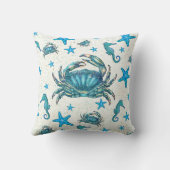 Coussin Crabe bleu moderne de plage Étoile de mer Hippocam (Verso)