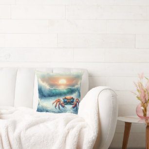 Coussin Crabe dans l'aquarelle océanique