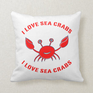 Coussin Crabe De Mer En Rouge Sur Des Bandes Blanches