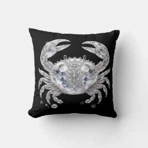 Coussin Crabe en cristal d'argent Luxe océan scintillant