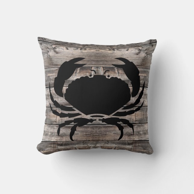 Coussin CRABE nautique rustique | (Recto)