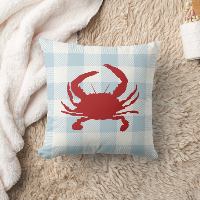 Coussin Crabe rouge bleu marine En vichy chèque (Couverture)