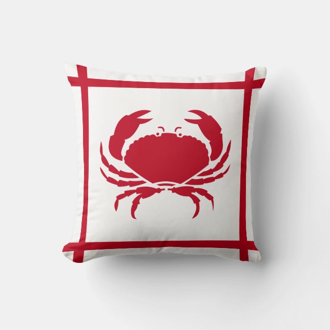 Coussin Crabe rouge ~ Thème Nautique (Recto)