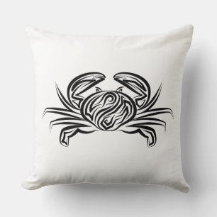 Coussin Crabe tribal noir et blanc