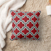 Coussin Cranberry Charcoal White Moroccan Quatrefoil #5DS (Couverture)