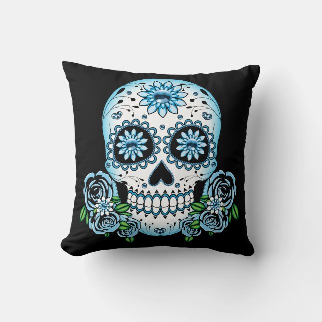 Coussin Crâne à sucre bleu (Recto)