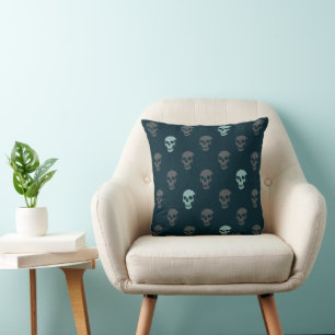 Coussin Crâne anatomique grungy À petits pois marine menth