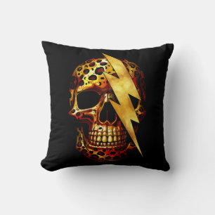 Coussin Crâne avec impression léopard et paillettes dorées