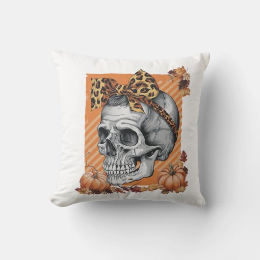 Coussin Crâne chute arc Halloween (Recto)