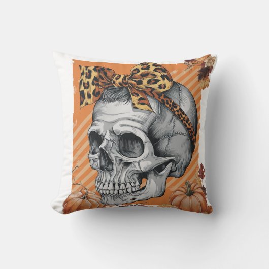 Coussin Crâne chute arc Halloween (Recto)