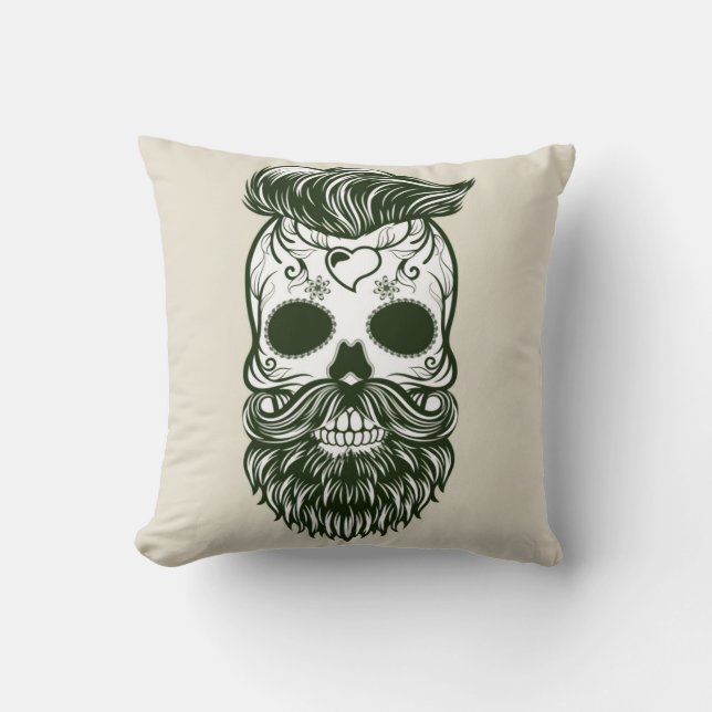 coussin crâne croisé Halloween vintage (Recto)