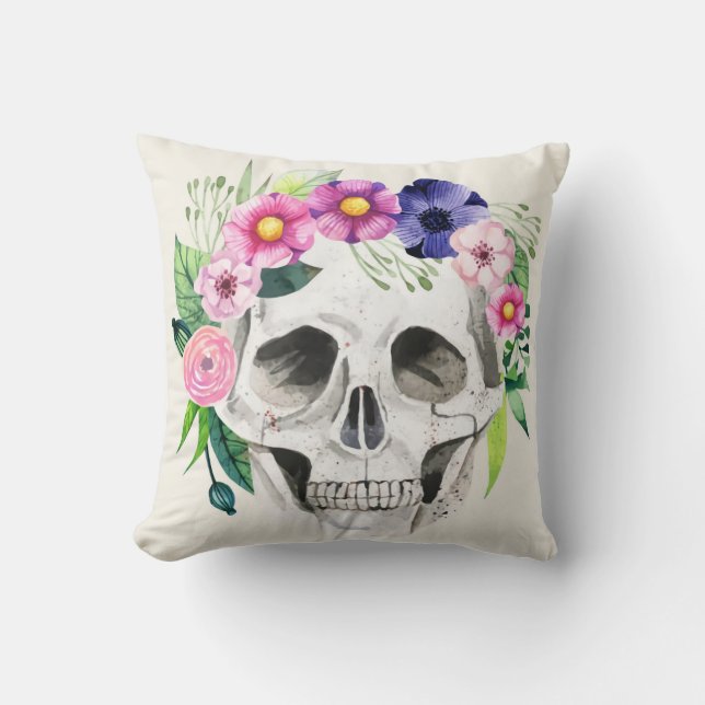 coussin crâne croisé Halloween vintage (Recto)
