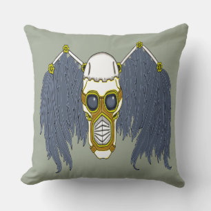 Coussin Crâne d'ange sombre steampunk apocalyptique
