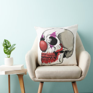 Coussin Crâne de Clown Rieur - Destin Jusqu'à la Mort