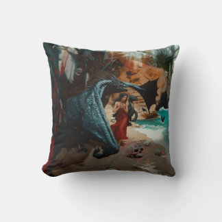 Coussin Crâne de dragon Abstrait Occulte Cuisine foncée AI