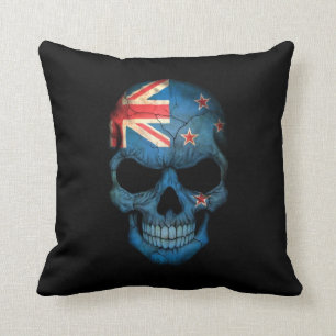 Coussin Crâne de drapeau de la Nouvelle Zélande sur le