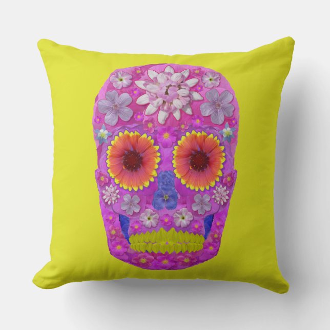 Coussin Crâne de fleurs 2 (Recto)