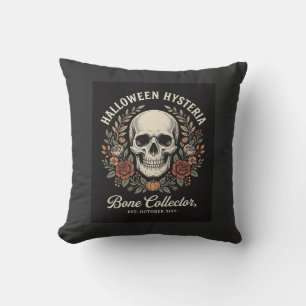 Coussin Crâne de Halloween Fleurie Os Collecteur Design_1