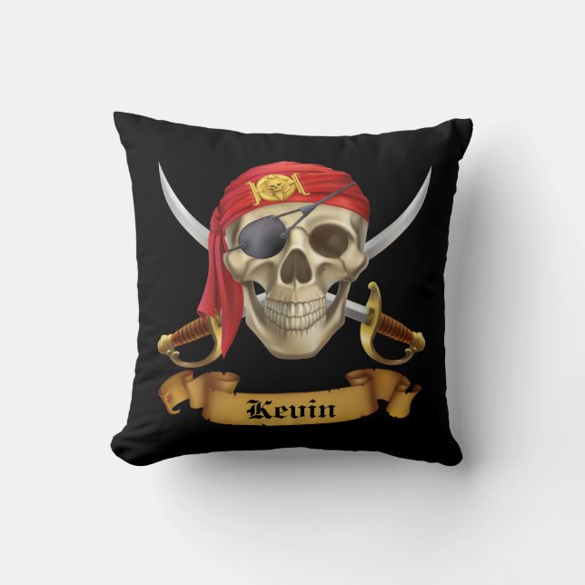 Coussin Crâne de pirate et épées (Recto)