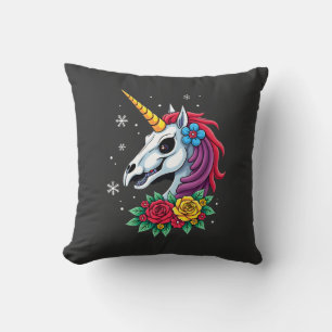 Coussin Crâne de sucre de licorne Art mexicain, T-Shirt de