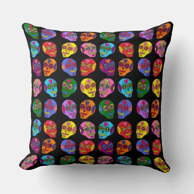Coussin Crâne de Sucre de Lucha Libre (Recto)