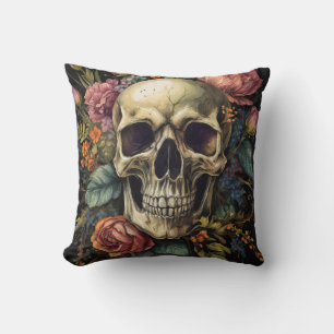 Coussin Crâne de sucre décoratif vintage rétro brillant or