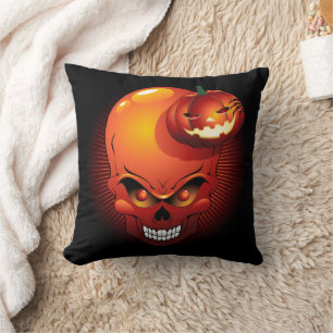 Coussin Crâne d'Halloween et Citrouille