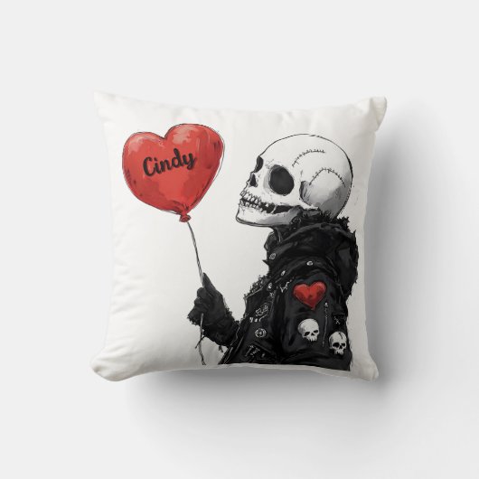 Coussin Crâne éffrayant - Personnalisable avec ballon (Recto)
