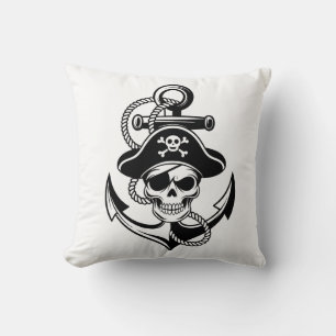 Coussin Crâne et Ancre de pirates audacieux - Conception n