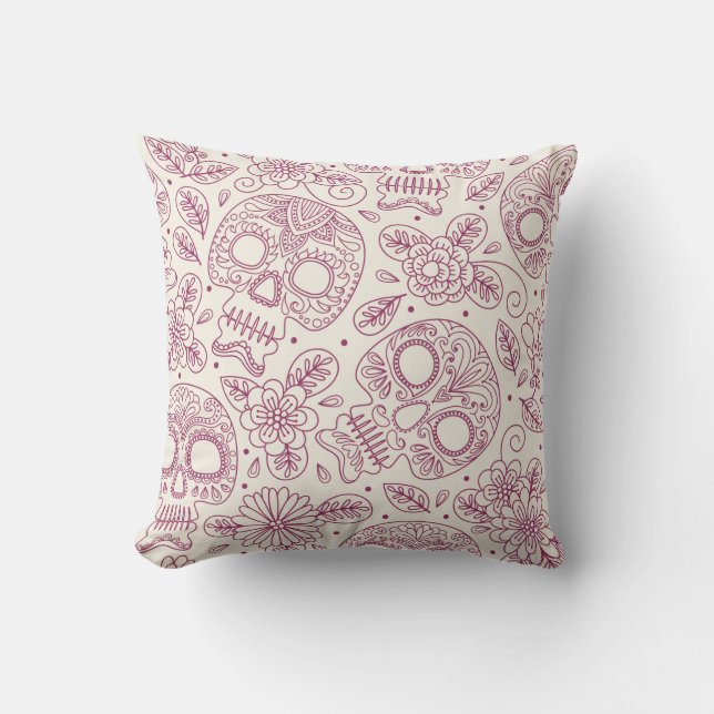 Coussin Crâne et fleurs. Arrière - plan sans couture. da m (Recto)