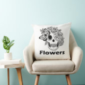 Coussin Crâne et fleurs noir et blanc (Chaise)