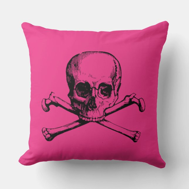 Coussin Crâne et os croisés vintage (Recto)