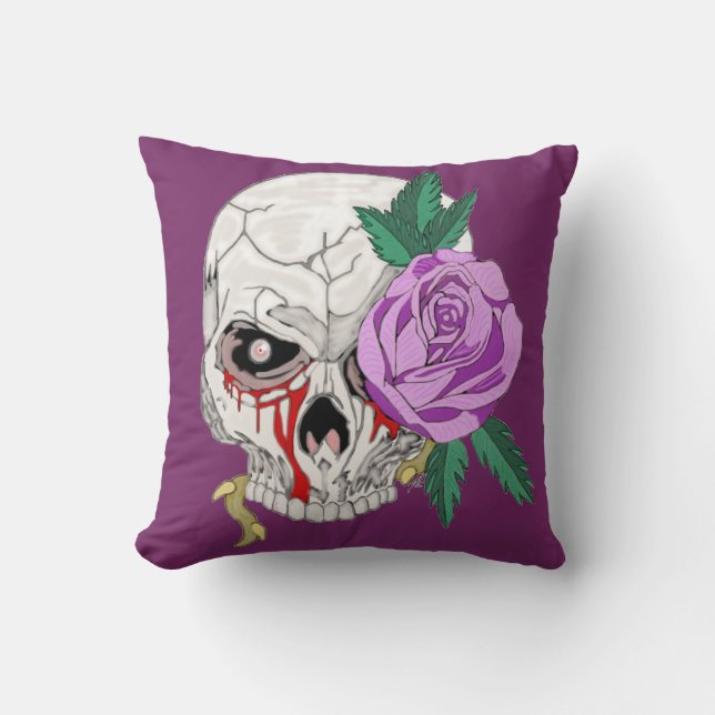 Coussin Crâne et Rose (Recto)