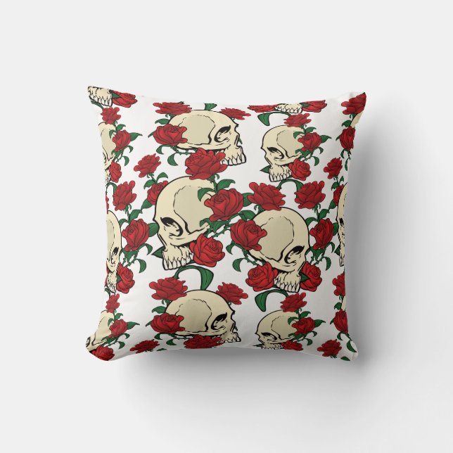 Coussin Crâne et roses (Recto)