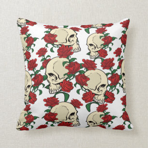 Coussin Crâne et roses