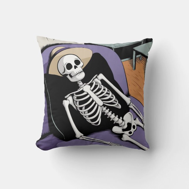 Coussin Crâne et squelette Pose vers le bas Halloween Acce (Recto)