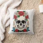 Coussin Crâne floral avec bougies Halloween (Couverture)