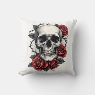 Coussin Crâne floral gothique