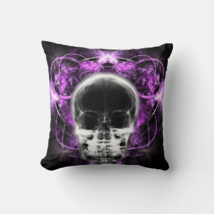 Coussin Crâne fractal à papillon X-Ray - Fuchsia